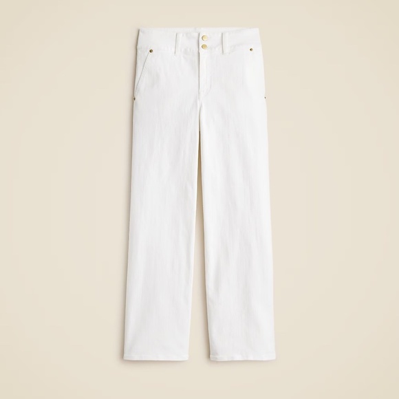 NWT!! J. CREW Slim Wide Jeans Stacked Buttons Solid White Size 30 Petite 30P - Picture 11 of 16